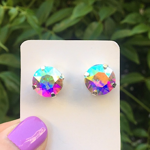 Jewelry - Aurora Borealis + Silver Crystal Earrings